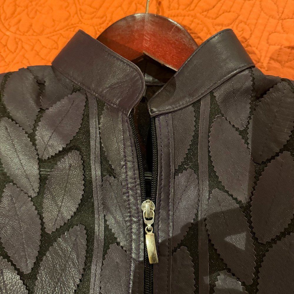 Gorgeous Purple Genuine Lambskin Handmade Leather Jacket--Never Worn - Picture 4 of 8